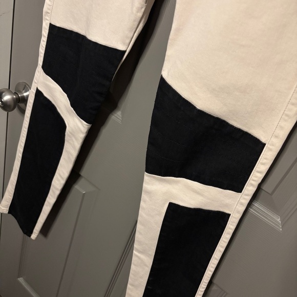 James Jeans Rare Two-Tone Emilia Biker Jeans Cream & Black Color Block Size 27 - Picture 4 of 10